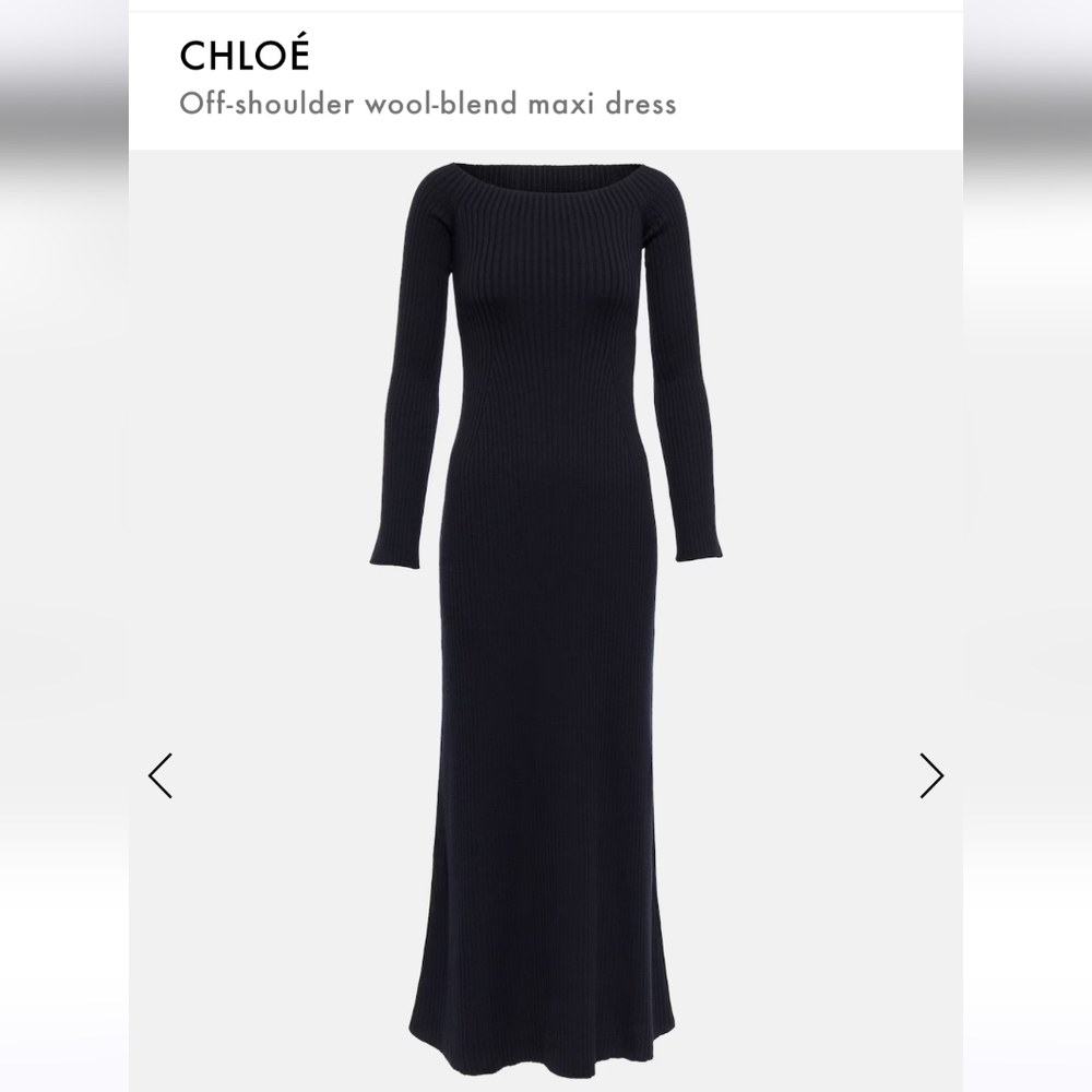 Chloé Off-shoulder wool-blend maxi dress, Size: L